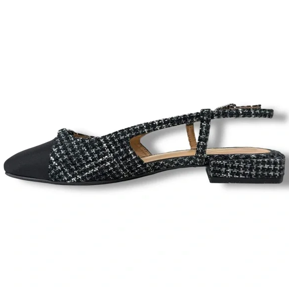 NWT Sam Edelman Kara Black Boucle Tweed Slingback Flats Size 6 Office Chic - Picture 5 of 15